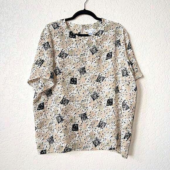 Vintage Ship ‘N Shore‎ Tan Patterned Blouse Size 18 - Picture 1 of 5
